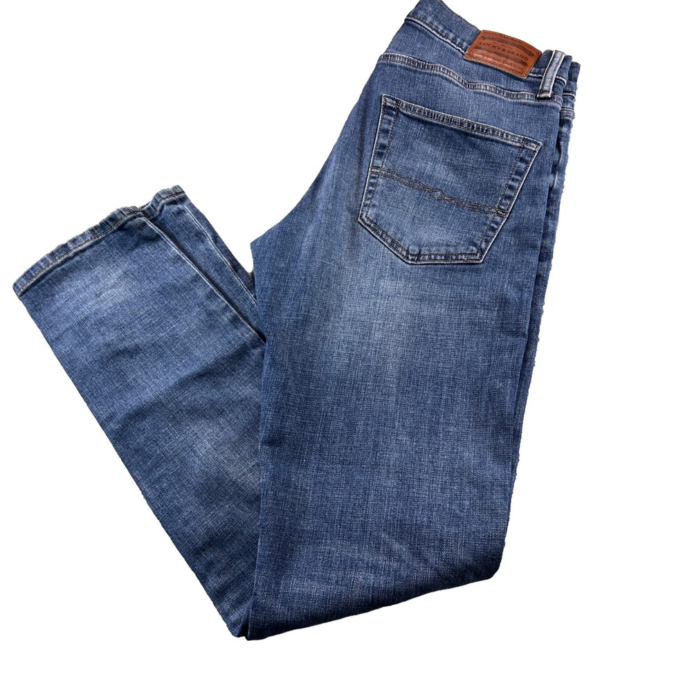 Lucky Brand 412 Athletic Slim Jeans Mens 32x34 Blue Denim Stretch Whiskered